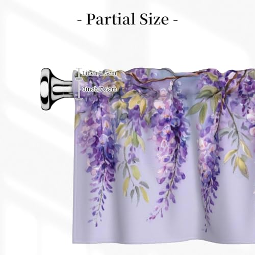 Lavender Flowers Valances for Windows Rod Pocket Curtain Valance 1 Panel Short Curtains for Kitchen Bathroom Living Room Bedroom Window Treatments - color: Lavender Flowers