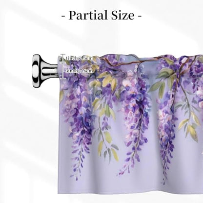 Lavender Flowers Valances for Windows Rod Pocket Curtain Valance 1 Panel Short Curtains for Kitchen Bathroom Living Room Bedroom Window Treatments - color: Lavender Flowers