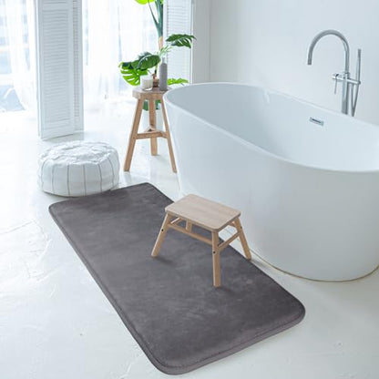 Long Bathroom Runner Rug Narrow Skinny Thin Bath Mat Non Slip Washable Grey - color: Grey, size: 16" x 47"