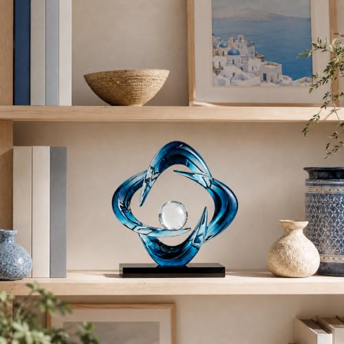 Abstract Art Sculptures Living Room Book Shelf Decor - color: Blue
