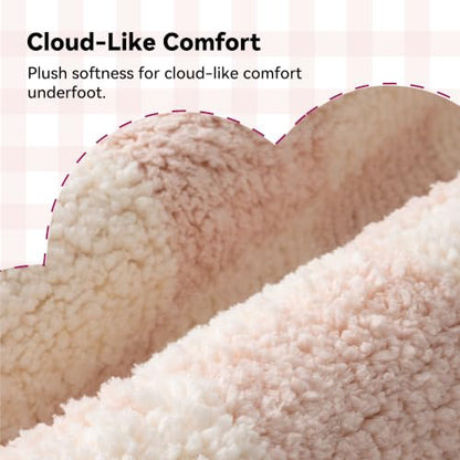 GRANNY SAYS Checkered Pink U Shaped Toilet Mat, 20" x 24",Cute Toilet Rug - color: Pink, size: 1'8" x 2' (20" x 24")