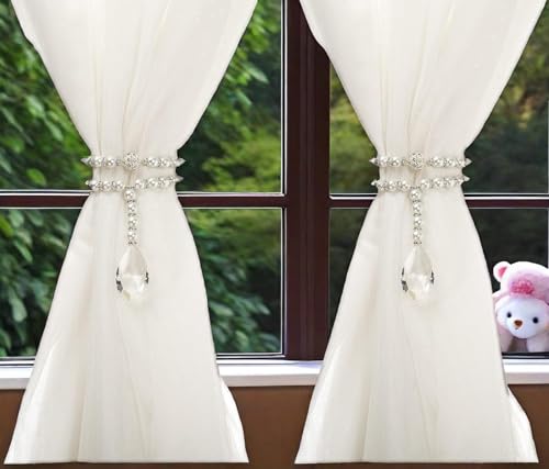 SUQ I OME Luxury Pearl Beaded Magnetic Curtain Tieback, Pearl - color: Pearl