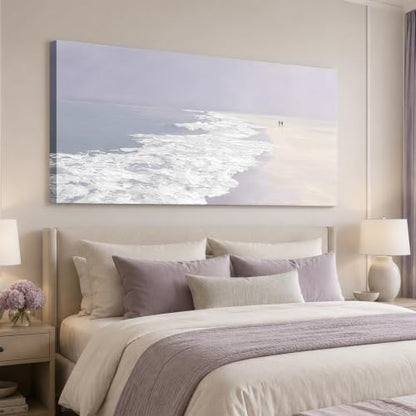 Enartly Ocean Seaside Wave Beach Canvas Wall Art for Living Room 40"x20" - color: White Beach, size: 40"L x 20"W