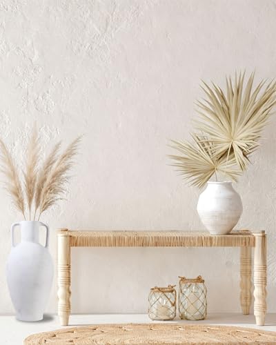 UPWOIGH 20in Ceramic Floor Vase with Handles - color: Off-white, size: 20''