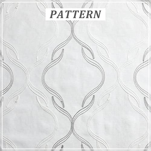 VISIONTEX Grey and White Sheer Curtains Moroccan Embroidered 72 Inches - color: A-grey, size: 54"W x 72"L (Pack of 2)
