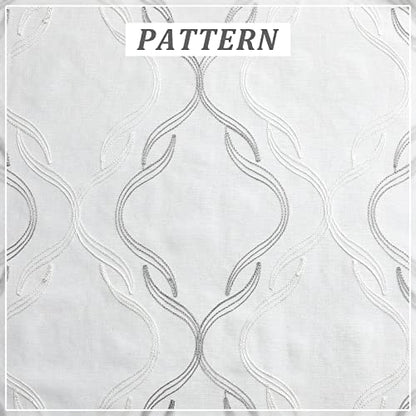 VISIONTEX Grey and White Sheer Curtains Moroccan Embroidered 84 Inches - color: A-grey, size: 54"W x 84"L (Pack of 2)