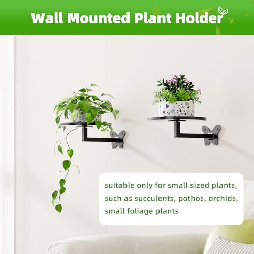 Wall Plant Holder 2 Pack Butterfly Bracket Floating Sheves Wall Mounted Metal Plant Stand Wall Planter Rack Hanging Plant Shelf for Succulent Cactus Herb Small Potted Plants Farmhouse Rustic Home Wall Decor