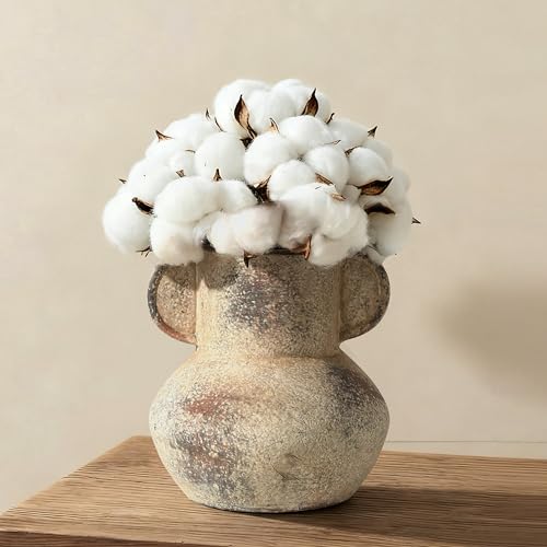 Emotionally Grounded Vase, Vaseking Ceramic Rustic Vase with 2 Handles, 6.1 inch Minimalist Decorative Farmhouse Vases for Home Decor, Living Room, Enterway, Table Decoration, Fired Terra Clay - color: 18589-fired Terra Clay