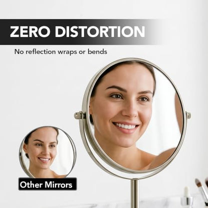 OVENTE 7" Tabletop Magnifying Makeup Mirror, Nickel Brushed MNLCT70BR1X7X - color: Nickel Brushed, size: 13.3"L x 6.5"W, style: Non-Lighted