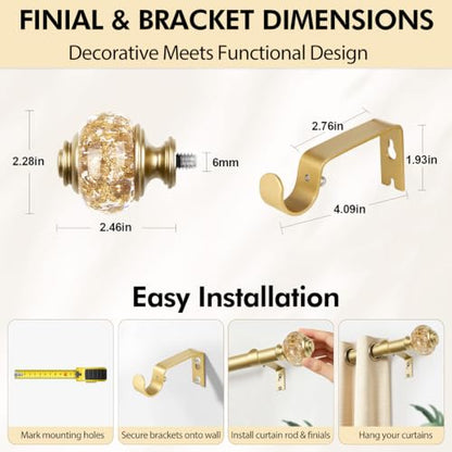USFOOK Curtain Rods for Windows 48 to 84, Luxury Gold - color: Luxury Gold, size: 48-84"