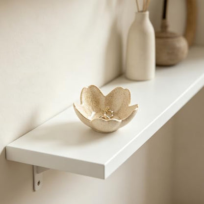 Floral Vanity Tray, Ceramic Jewelry Dish for Rings - color: camel