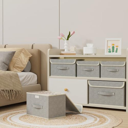Foldable Fabric Storage Cubes with Lids,Grey 10.2x7.9x6.7in,3 Pack - color: Grey, size: 10.2x7.9x6.7in(3-pack)