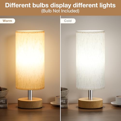 Table Lamps Set of 2 （Cream Shade - Wood Base, 11.6" Inline Control） - color: Cream Shade-Wood Base 2pcs, size: 11.6" Inline Control