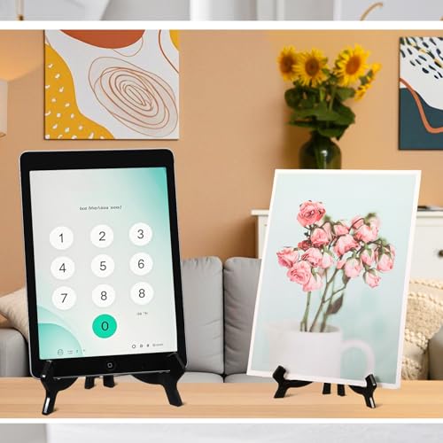 HESTYA 3 Pcs Black Acrylic Display Stands, Picture Plate Easel 4.5/7/9.8 in - color: Black