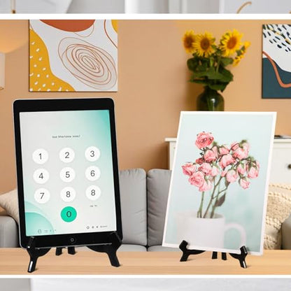 HESTYA 3 Pcs Black Acrylic Display Stands, Picture Plate Easel 4.5/7/9.8 in - color: Black