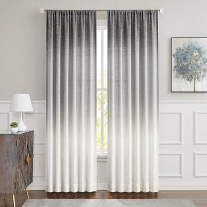 Central Park Ombre Semi Sheer Curtain, Cream White to Gray, 50" Wx63 Lx2 - color: Grey, size: 50"W x 63"L (Pack of 2)