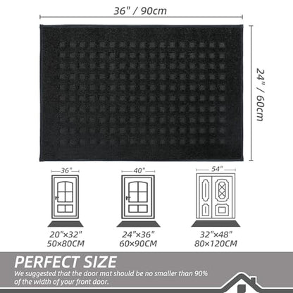 BEQHAUSE Dirt Trapper Door Mats 24"x36", Non Slip Washable, Black - color: Black, size: 24" X 36" (Rectangular)