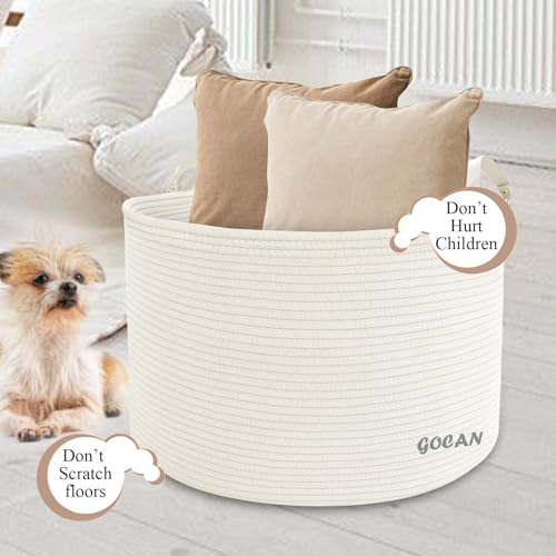 Cotton Rope Woven Laundry Basket 22"X 22"X 14" with handles（Cream）XXXL - color: Cream