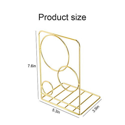 Metal Gold Bookends,Beautiful, Not Rusty, 5.3 in × 3.9 in × 7.6 in - color: Gold Circle