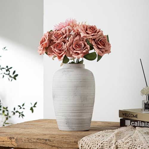 10 Inch Large White Ceramic Vase for Home Decor Farmhouse Vase - color: E- 10"-vintage White