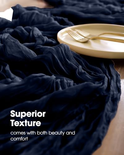 Pureegg 2 Pack Cheesecloth Table Runner 120 Inch Navy Blue - color: Navy Blue, size: 120" - 2 Packs