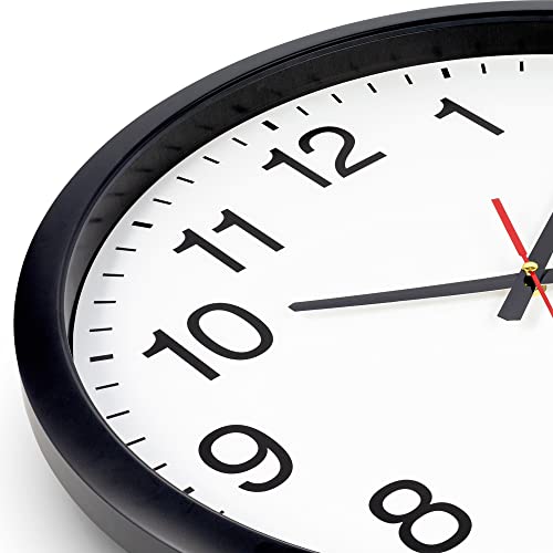 Bernhard Products Black Wall Clock Silent Non Ticking - XL 18 Inch Quality Quartz Battery Operated Round Easy to Read Home/Office/Classroom/School Clock - size: 18 Inch