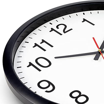 Bernhard Products Black Wall Clock Silent Non Ticking - XL 18 Inch Quality Quartz Battery Operated Round Easy to Read Home/Office/Classroom/School Clock - size: 18 Inch