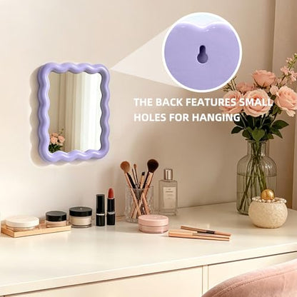 Wave Table Desk Vanity Makeup Mirror Small Make Up Office Mirror Purple - color: Purple