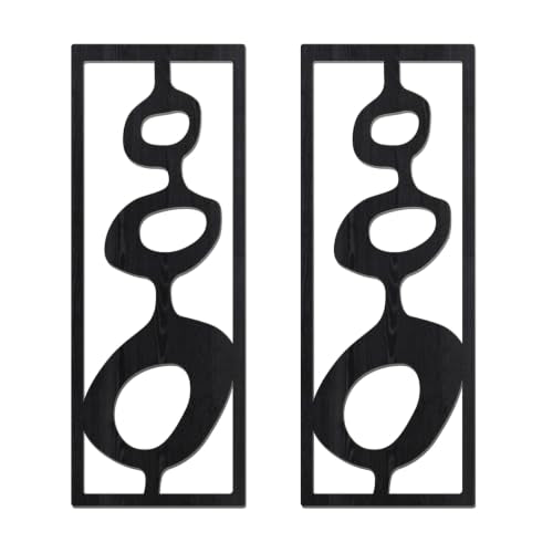 Zzbakress 2 Pcs Mid Century Wall Art Modern Geometric Wood Wall Decor Black - color: Black