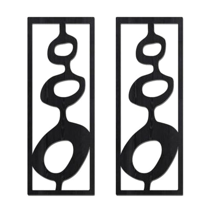 Zzbakress 2 Pcs Mid Century Wall Art Modern Geometric Wood Wall Decor Black - color: Black