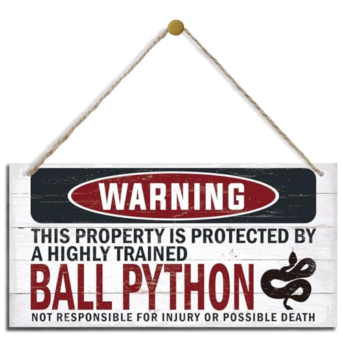 Warning Sign, Ball Python Warning Wood Plaque Sign, Funny Door Signs, Decorative Wood Hanging Suspension Plaque, Farmhouse Wooden Wall Decor, Outdoor Hanging Wooden Signs - color: BALL PYTHON