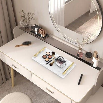 Guest Towel Holder Tray,Marble Bathroom Tray with Handles,Gold,Large - color: Gold, size: 13" x 7.1" x 2"
