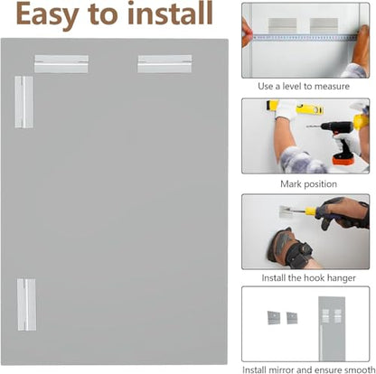 28x36 Inch Rectangle Frameless Mirror, Beveled Bathroom Mirror - size: 36"L x 28"W