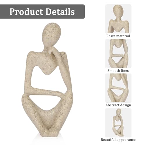 Sandstone Resin Thinker Statue Style Abstract Sculpture, Sandstone, Right - color: Sandstone, size: Right 1pc