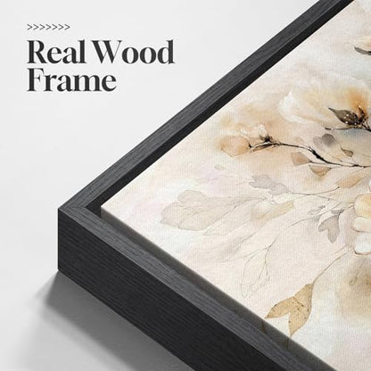 Framed Neutral Floral Wall Art for Modern Farmhouse Living Room, 24x36 In - color: Neutral Beige