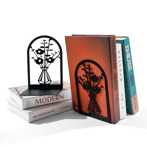 3Pairs Vase Flower Hollow Iron Bookends - color: 3pcs Style a