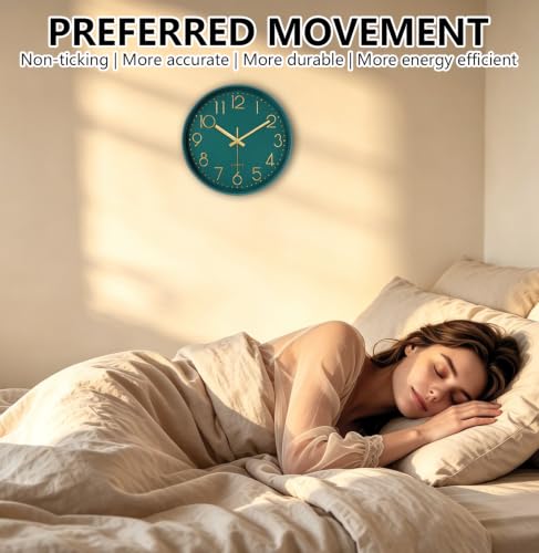 Modern Silent Wall Clock, 14 Inch Wall Clocks Battery Operated - color: Navy Blue, size: 14 Inch