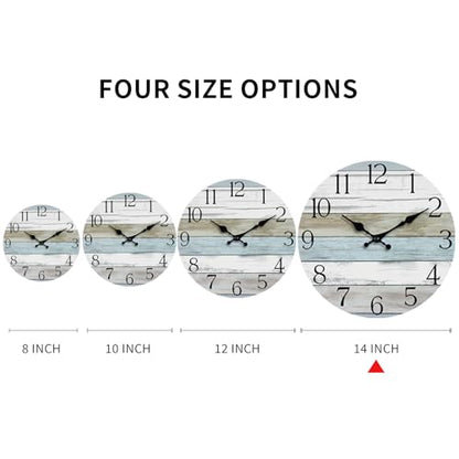 14 Inch Wall Clock, Silent Battery Operated Analog Clock, Blue - color: A-blue White Brown, size: 14"
