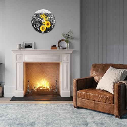 XFM Large Sunflower Kitchen Wall Clock 16 Inch Silent - color: Yellow1, size: 16 Inch