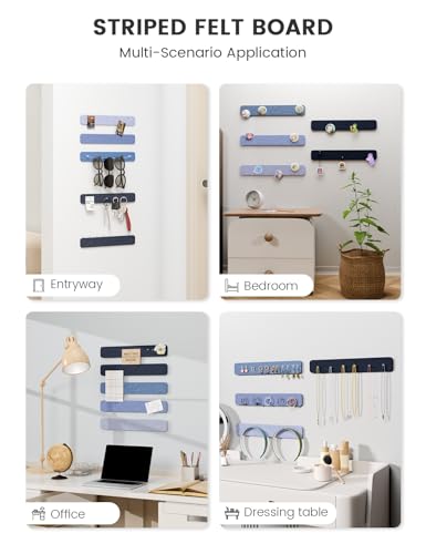 Fluxynara 13" x 2" Felt Wall Panels, Denim Mist - color: Denim Mist, size: 5-pack
