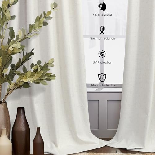 DANCURTON Linen Blackout Boho Curtains for Bedroom Living Room 78 Inches Long 2 Panels Thermal Insulated Room Darkening Drapes Noise Reduction Light Blocking Window Treatments 40 x 78 Length Back Tab - color: Natural, size: 42"W x 78"L (Pack of 2)