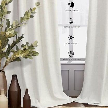 DANCURTON Linen Blackout Boho Curtains for Bedroom Living Room 78 Inches Long 2 Panels Thermal Insulated Room Darkening Drapes Noise Reduction Light Blocking Window Treatments 40 x 78 Length Back Tab - color: Natural, size: 42"W x 78"L (Pack of 2)