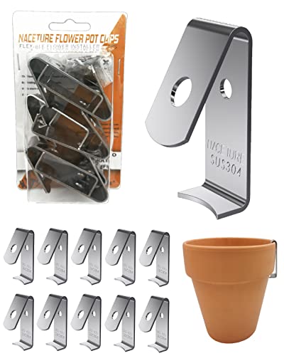 NACETURE Heavy Duty Stainless Steel Flower Pot Clips, 12 Pack