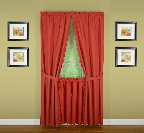 Today's Curtain, Orleans Scallop Curtain, Brick Red 36" Tier Pair and Tieback, 60" W x 36" L, Brick Red - color: Brick Red, size: 60"W x 36"L (Pack of 1)
