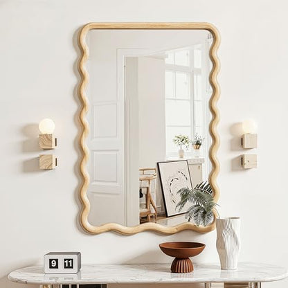 Wavy Mirror for Wall, 36"x24" Bathroom Vanity Mirror - size: 36"L x 24"W