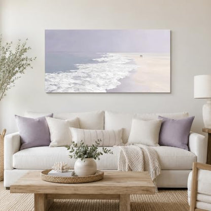 Enartly Ocean Seaside Wave Beach Canvas Wall Art for Living Room 40"x20" - color: White Beach, size: 40"L x 20"W