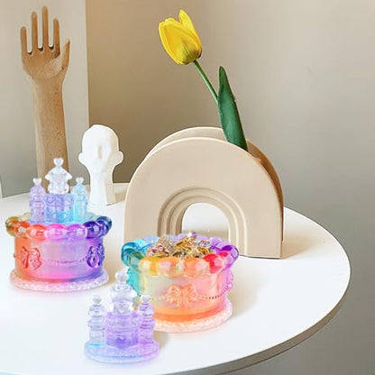 Castle Resin Jar Mold with Lid, 3D Trinket Box Silicone Storage Box Moulds Epoxy Casting Mold for DIY Jewelry,Candle Holder,Home Decor,Candy Container