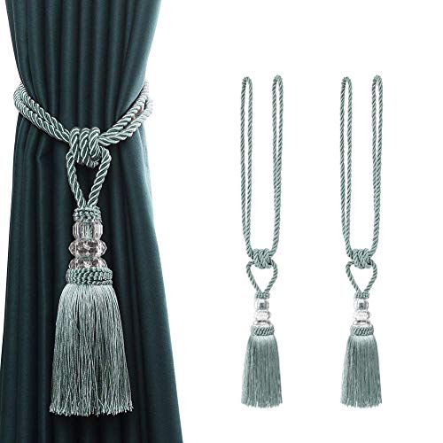 BEL AVENIR 2 Pack Curtain Tiebacks Hand-Woven Holdbacks Tassels Tiebacks - color: Blue, size: 2 Pack