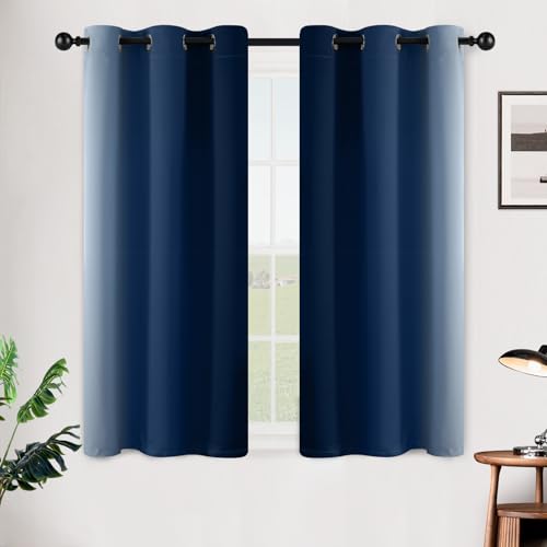SimpleHome Ombre Blue to Grey White Curtains for Living Room 42Wx45L - color: Blue, size: 42"W x 45"L (Pack of 2)