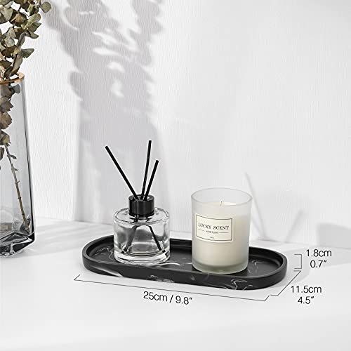 Luxspire 10" Oval Bathroom Tray for Countertop Organizer, Ink Black - color: E - Ink Black, style: Small